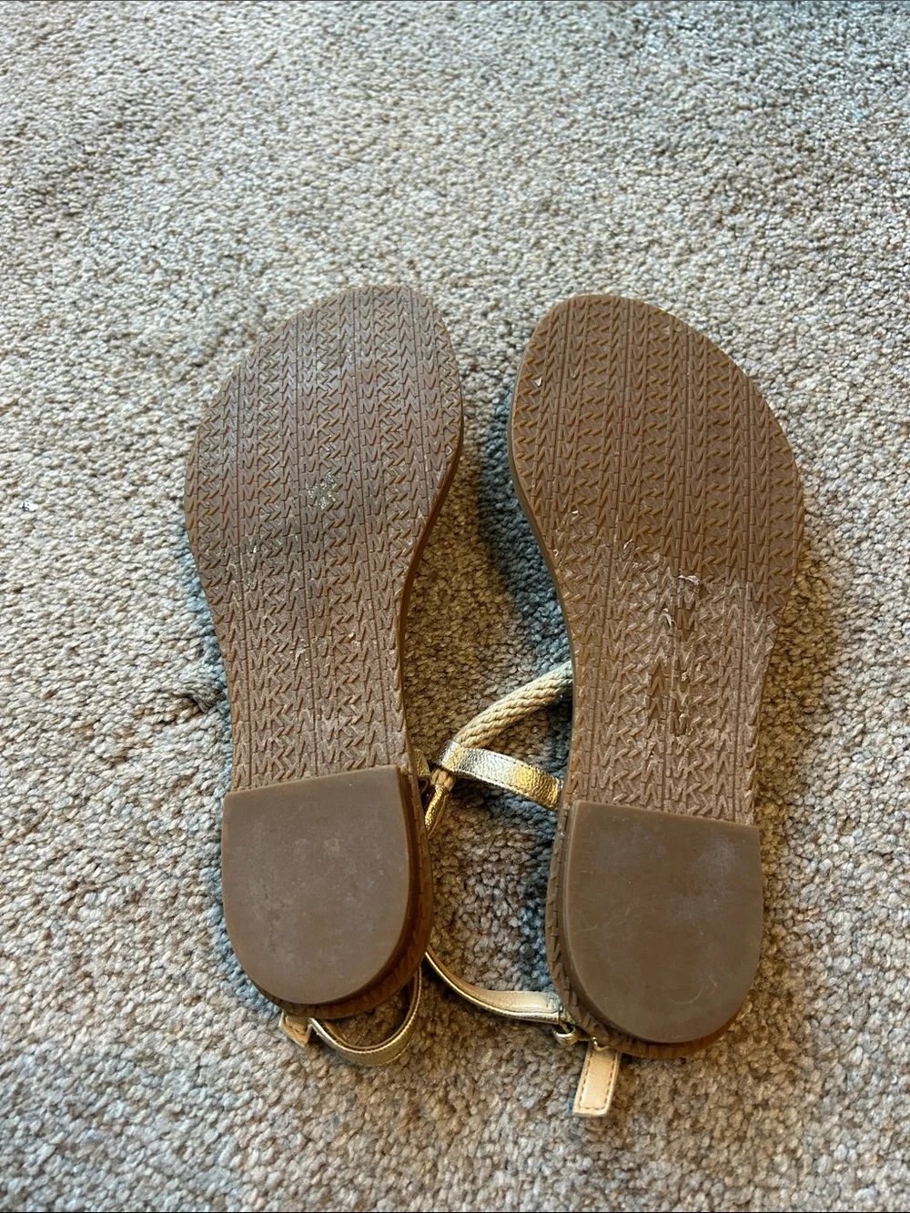 MICHAEL Michael Kors Holly Metallic Gold Knotted T-Strap Sandals